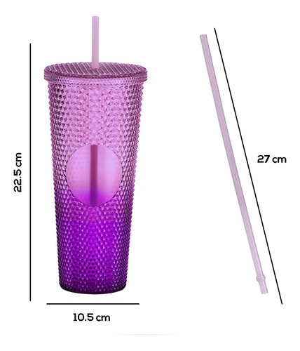 Termo Multiusos Vaso Acrílico Textura Tridimensional 750ml Rosa Degradado