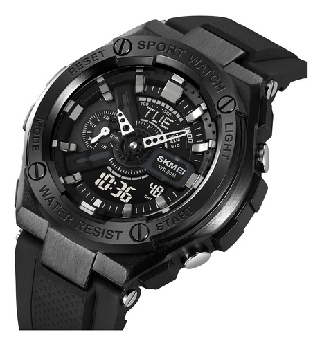Reloj Sport Elegante Skmei Alarma Luz Cronometro Agua Regalo Negro Negro Blanco