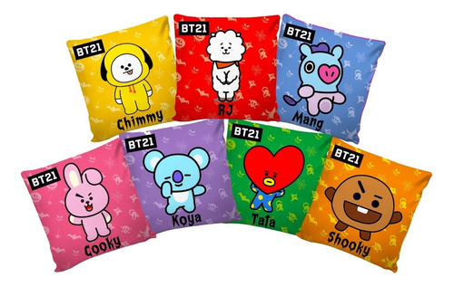 Coleção 7 Almofadas K-pop De Halloween Bt21 20x20 Cm