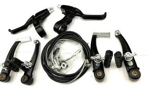 Juego De Frenos Bici V-brake Kit Aluminio + Manijas Del+tras