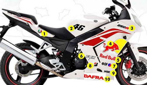 Dafra Roadwin 250 Adesivo Moto Mod 46 Redbull