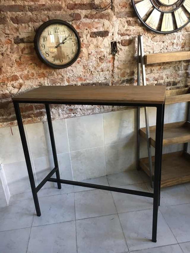 Imagen 4 de 9 de Mesa Barra Hierro Y Madera 100x40x105 Industrial Bar Evento