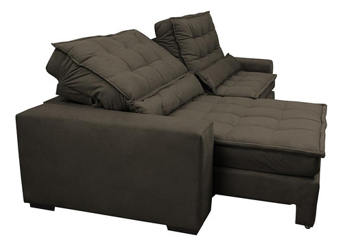 Sofá Retrátil e Reclinável com Molas Ensacadas Cama inBox Gold 2,12m Tecido Suede Velusoft Café