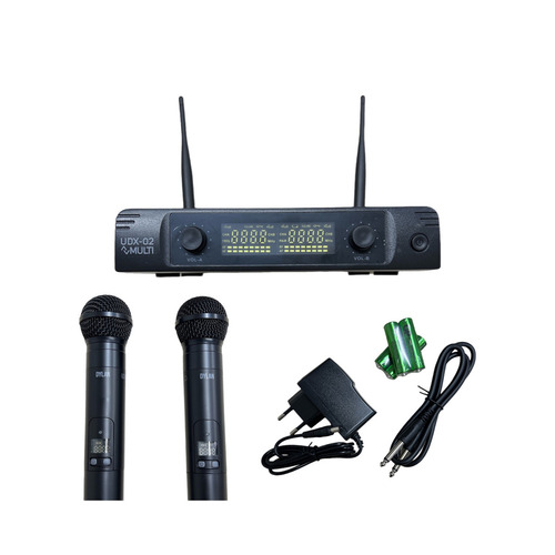 Microfones Dylan UDX-02 Multi Dinâmico Cardioide Preto Sem Fio