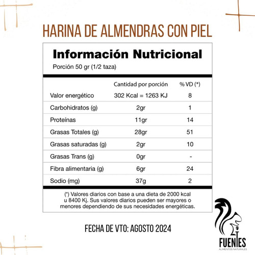 | Fuentess | Harina De Almendras Con Piel Por 1 Kg.