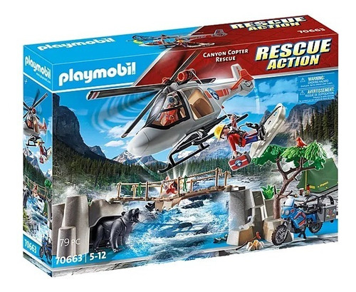 Juego Playmobil Rescue Action Canyon Copter 79 Piezas 3