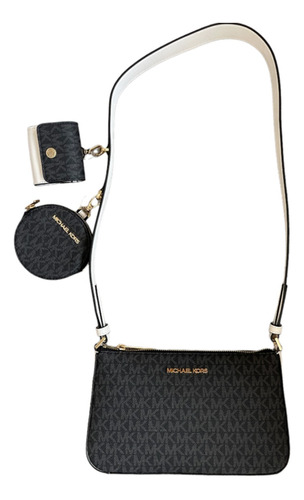 Bolsa Michael Kors Jet Set Travel Crossbody Negro Y Blanco