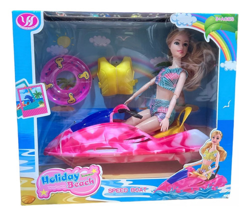 Muñeca Con Moto De Agua Mas Accesorios