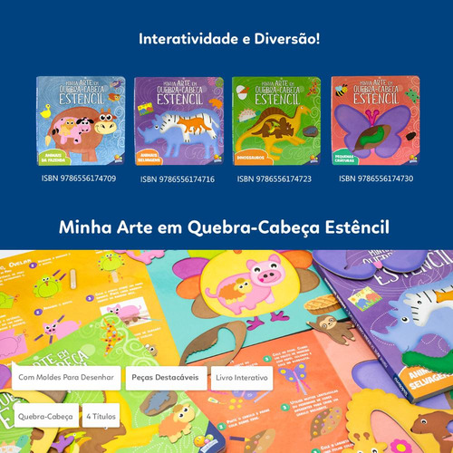 Minha Arte Em Quebra-cabeça Estêncil: Animais Selvagens, De Little Pearl Books. Editorial Todolivro, Capa Mole Em Português