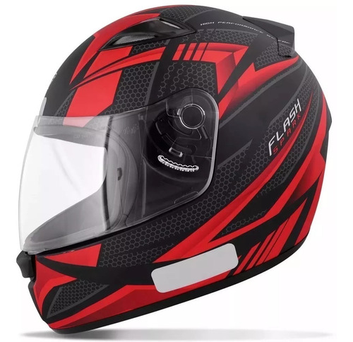 Capacete Motociclista Masculino Ebf New Spark Flash Fechado Cor Preto e Vermelho Fosco Tamanho do capacete 61 - GG