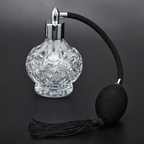 Botella De Spray, Perfume De Vidrio Retro, Borla Recargable,
