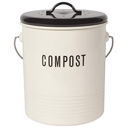 Vintage Compost Bin, Ivory