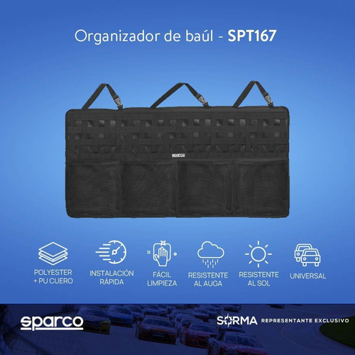 Imagen 2 de 10 de Organizador De Baúl Para Auto Camioneta Sparco 5 Bolsillos