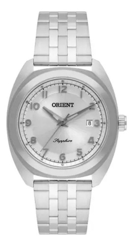 Relógio Orient Quartz Todo Aço Vidro Saphira Masculino Correia Prateado Bisel Não Se Aplica Fundo Branco