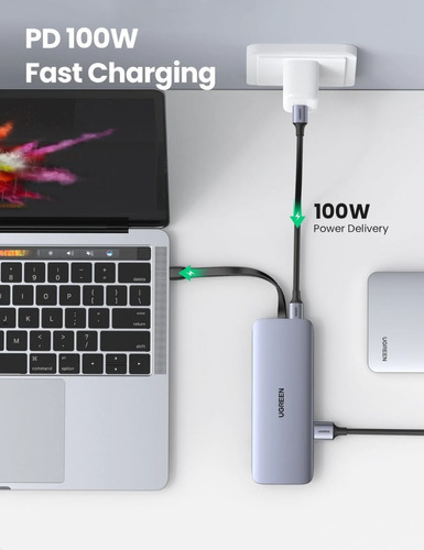 Hub Usb-c A 3 Usb3.0+hdmi 4k+vga+rj45+sd&tf+pd 100w Ugreen