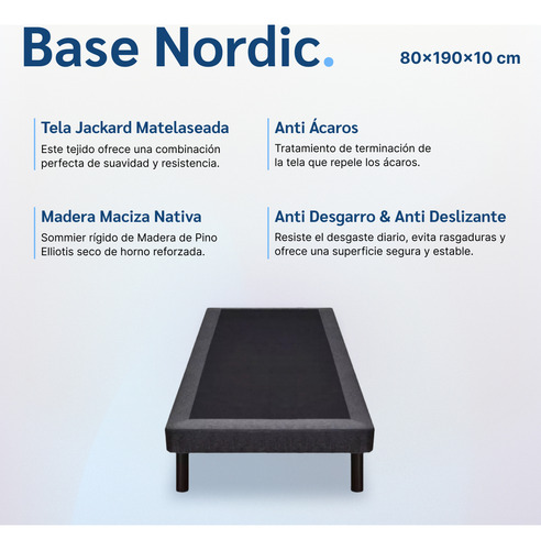 Juego Colchon Comfort Plus + Base Nordic 80x190 Sleep Box