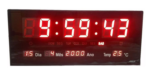Relógio De Parede Led Digital Temperatura Calendário Pequena