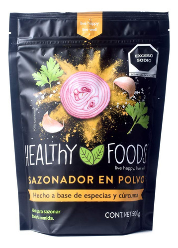 Healthy Foods, Sazonador En Polvo Hecho A Base De Especias Y Cúrcuma, 500 Gramos
