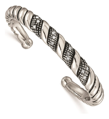 Brazalete Cincel De Acero Inoxidable Con Cristal Envejecido