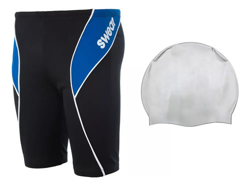 Malla Natacion Hombre Jammer Gorro Adulto Resiste Cloro Kit