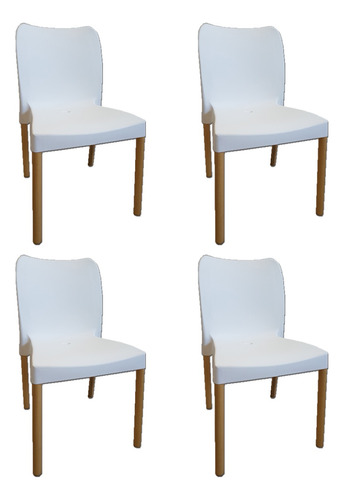 Silla Nórdica Blanca/negra Plastico Madera Comedor Mara  X6