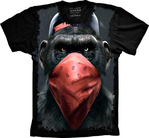 Camisa, Camiseta Legal Macaco Gangster Monkey Animais Top