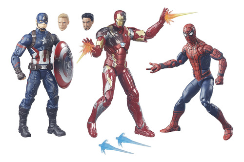 Set De 3 Figuras Acción Marvel Héroes Capitán América Civil