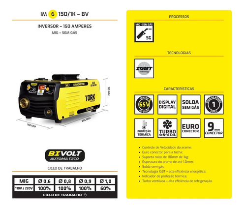 Imagem 2 de 7 de Máquina De Solda Inversora Kab 150 Mig S/gás - Rolo 1kg Tork