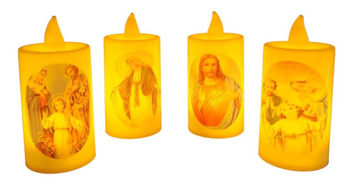 4 Velas Cirio Veladora Con Luz Led Efecto Llama
