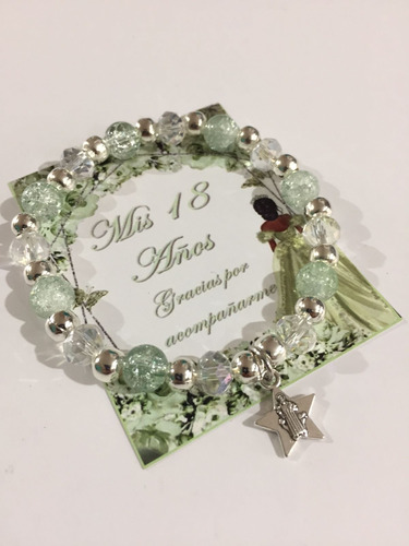 30 Recuerdos 18 Años Pulsera Verde Aqua