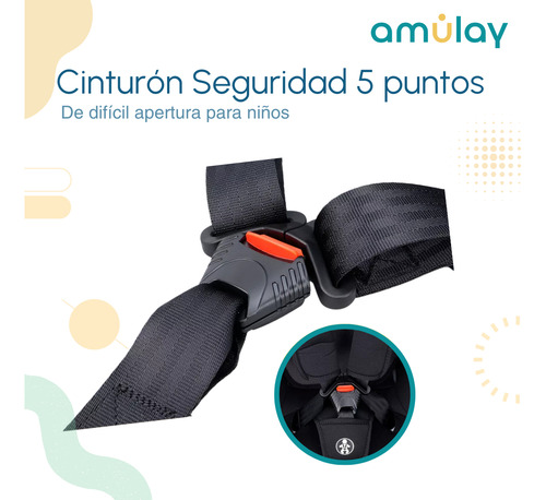 Autoasiento Booster Bebe Para Carro Amulay - Silla Seguridad Color Negro 9 a 36