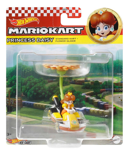 Hot Wheels Mario Kart Daisy Standard Kart Flower Glider Nuev