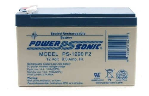Imagen 2 de 3 de Bateria 12v 9ah Powersonic Agm/ Ups /alarma /sirena Ps-1290
