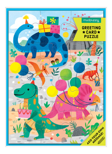 Dino Party Tarjeta De Felicitacin Puzzle