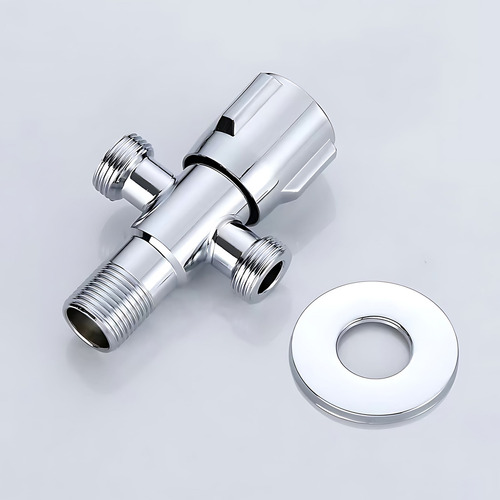 Llave Válvula Angular Doble En Acero Inoxidable De Baño