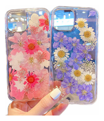 Funda Case Para iPhone Con Flores Reales Dentro 7|x|11|12