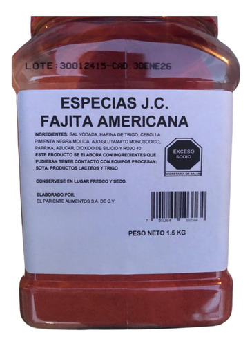 Especies J C Fajita Americana El Pariente 1.5kg