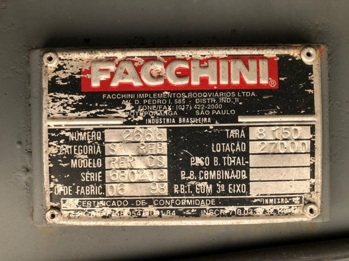Imagem 9 de 12 de Carreta Baú Fachinni 30 Paletes 15,20m Ano 1998 *sem Pneus *
