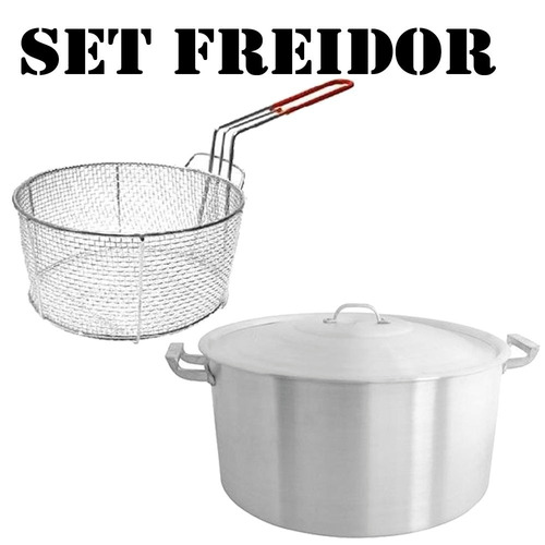 Set Cacerola Aluminio Gastronomica 26 Cm + Canasto Freidor