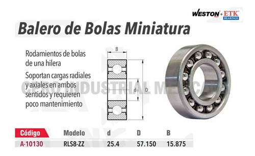 5 Baleros De Bolas Miniatura Modelo Rls8-zz Marca Weston
