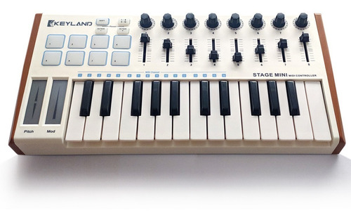 Imagen 3 de 8 de Teclado Controlador Midi Keyland Stage Mini 25 Teclas Cuotas