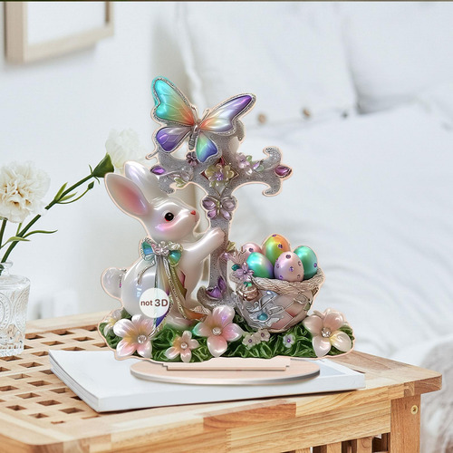 Letrero De Mesa Con Escena De Huevo Y De Pascua