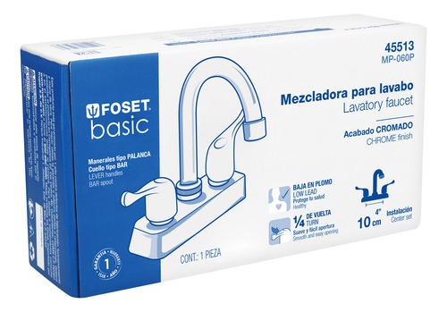 Mezcladora Plástica Para Lavabo, Cuello Tipo Bar, Palanca