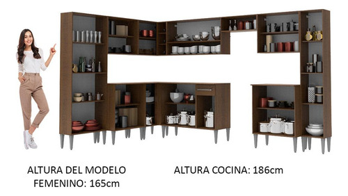 Armario Esquinero Completo 513cm Emilly Big Madesa 02 Color Marrón/Blanco