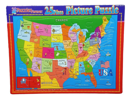 Rompecabeza Mapa U.s.a 25 Piezas Educativo Infantil