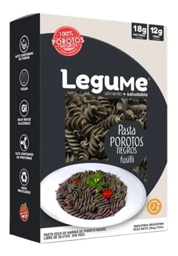 Fideos Veganos Porotos Negros Sin Tacc Fusilli Legume 284 Gr