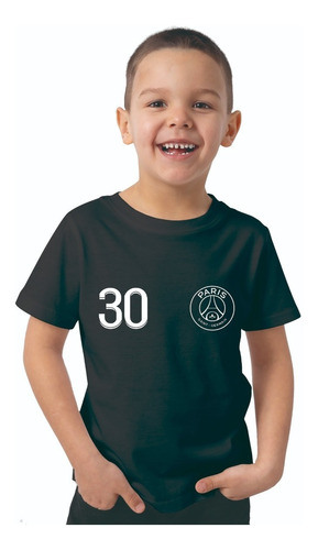 Remera Algodón Niño Estampa 30 Messi Psg Futbol Paris 