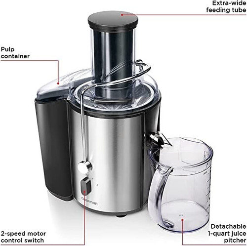 Imagen 2 de 8 de Extractor De Jugos 2vel 700w - Chefman - Rj53-ss-mx