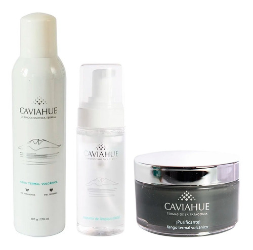 Caviahue Kit Agua Termal Aerosol + Espuma Limpieza + Fango