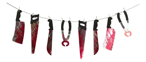 8 Blood Knives (pvc) - Halloween Bloody Knife Banner Decor